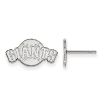 Rhodium Over Sterling Silver MLB LogoArt San Francisco Giants Post Earrings