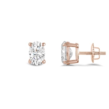 White Cubic Zirconia 14k Rose Gold Studs With Velvet Gift Box 1.00ctw