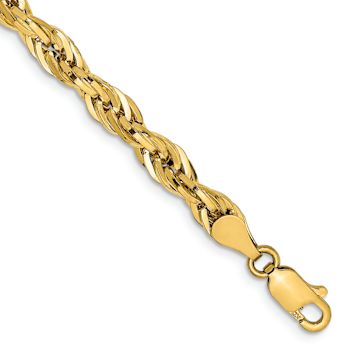 14k Yellow Gold 4.75mm Rope Link 22 Inch Chain