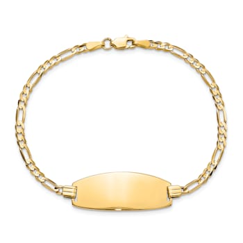 14k Yellow Gold Oval Figaro Link ID Bracelet