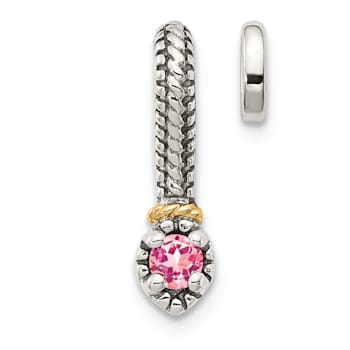 Rhodium Over Sterling Silver Antiqued with 14k Accent Pink Tourmaline
Chain Slide Pendant
