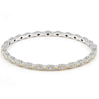 CZ Bangle In Platinum-Enhanced Sterling Silver And 18K Gold Over
Sterling Silver 2.52ctw