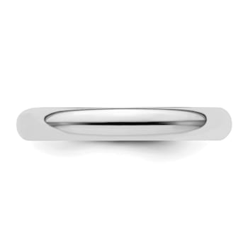 Rhodium Over Sterling Silver 3mm Half-Round Band