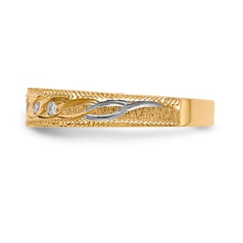 14K Yellow Gold AA Quality Ladies Wedding Band 0.05ctw