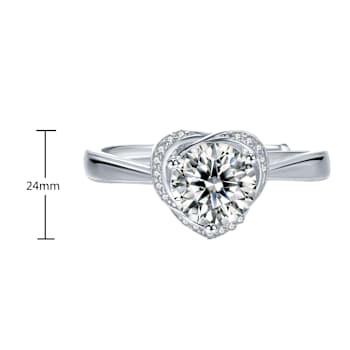 Lab-Created Moissanite Solitaire Ring In Sterling Silver 1.4ctw DEW