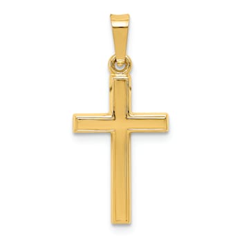 14k Yellow Gold Diamond-cut Small Cross Pendant