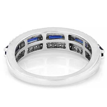 Polished Lab-Created Sapphire And Lab-Grown Diamond Band Ring In
Sterling Silver