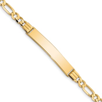 10k Yellow Gold Figaro Link ID Bracelet