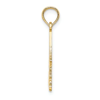 14k Yellow Gold Textured I Love Stone Harbor Sailboat pendant