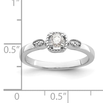 Rhodium Over 14K Gold Petite Rope Edge Round Diamond Ring 0.24ctw