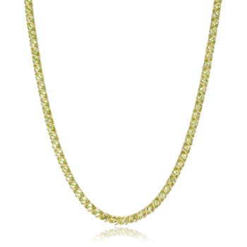 Green Peridot 18k Yellow Gold Over Sterling Silver Tennis Necklace 17.50ctw
