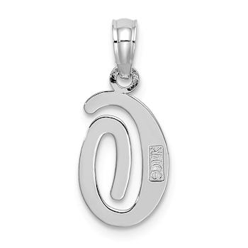 Rhodium Over 14k White Gold Polished Script Letter O Initial Pendant