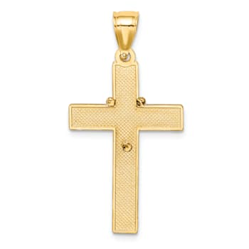 14K Yellow Gold with White Rhodium Cross with Rosary Pendant