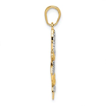 14K Two-tone Gold Diamond-Cut Dragonflies Pendant