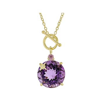 Amethyst And Lab-Created Moissanite Toggle Necklace In 18K Gold Over
Sterling Silver 7.09ctw