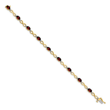 14k Yellow and White Gold with Rhodium Over 14k Yellow Gold Garnet and
Diamond Infinity Bracelet