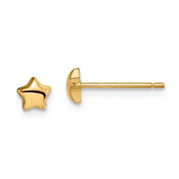 14k Yellow Gold Children's 4.5mm Star Stud Earrings
