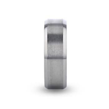SHIRE Titanium Brushed Center Men’s Flat Wedding Ring with Polished
Beveled Edges 8mm