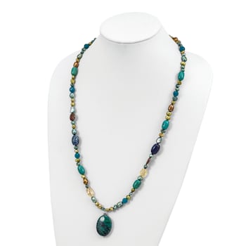 Sterling Silver Citrine, Lapis, Agate, Howlite, Jadeite, Chrysocolla Necklace