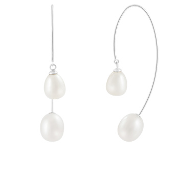 7.5-8mm White Cultured Freshwater Pearl Rhodium Over Sterling Silver Earrings