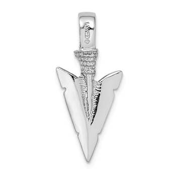 Rhodium Over 14k White Gold 3D Textured Arrowhead Charm