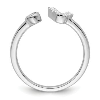 Rhodium Over 14K White Gold Lab Grown Diamond VS/SI GH, Initial V
Adjustable Ring