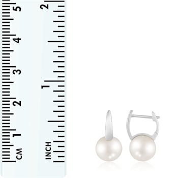White Cultured Freshwater Pearl 14k White Gold Earrings 8-8.5mm