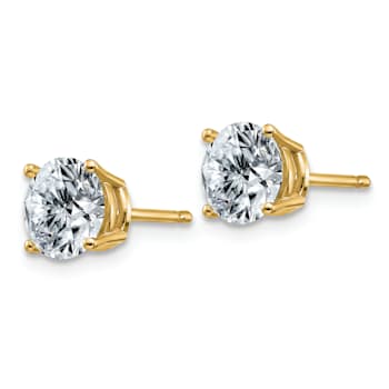 14K Yellow Gold 1.75ct. 6.0mm Round G H I True Light Moissanite Earrings