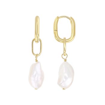 Freshwater Pearl Drop Earrings 11mm In 14K Gold Over Sterling Silver