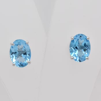 2.88ctw Swiss Blue Topaz Rhodium Over Sterling Silver Stud Earrings