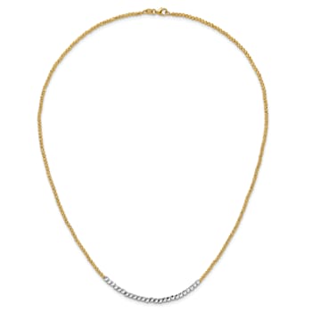 14K Two-tone Diamond-cut Beaded 18-inch Necklace