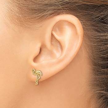 14K Yellow Gold Textured Flamingo Stud Earrings