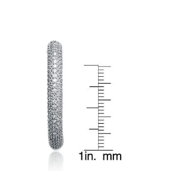 CZ Inside-Out Hoop Earrings In Sterling Silver