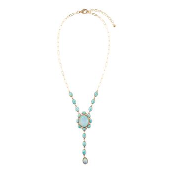 Barse Jewelry Aurora Blue Opal Golden Y Necklace