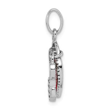 Rhodium Over Sterling Silver Cubic Zirconia Glitter Infused Heart and
Key Pendant