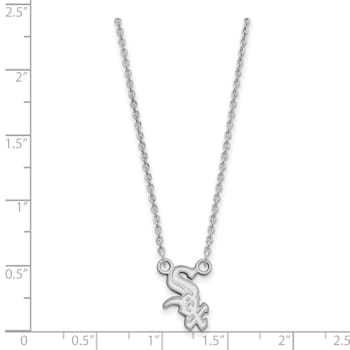 Rhodium Over Sterling Silver MLB LogoArt Chicago White Sox Pendant Necklace