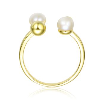 Freshwater Pearl Open Statement Ring In 14K Gold Over Sterling Silver