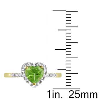 Peridot and Diamond 10K Yellow Gold Ring 0.92ctw