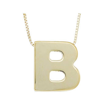 Block Letter B Initial Necklace In 10K Yellow Gold
