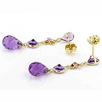 Multi Stone 14k Yellow Gold Dangle Earring 6.90ctw