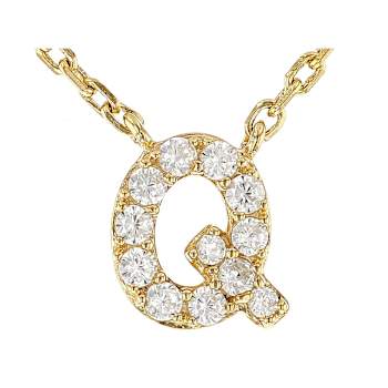 CZ Initial Q Station Necklace In 18K Gold Over Sterling Silver 0.17ctw