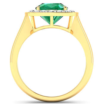 2.55ctw Green Emerald and Diamond 14K Yellow Gold Halo Ring