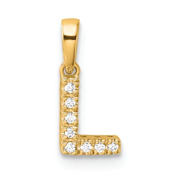 14K Yellow Gold Diamond Letter L Initial with Bail Pendant