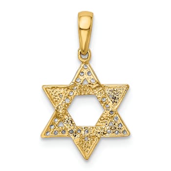 14k Yellow Gold Polished Cubic Zirconia Star of David Pendant