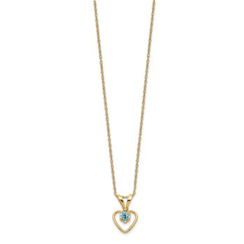 14k Yellow Gold Children's 3mm Blue Zircon December Birthstone Heart
Pendant with 15 Inch Chain