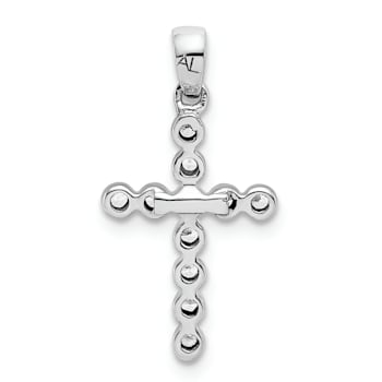 Rhodium Over 14k White Gold Diamond Cross Pendant