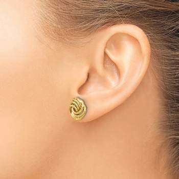 14k Yellow Gold Polished 11.4mm Love Knot Stud Earrings