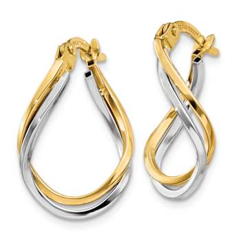 14K Yellow Gold and 14K White Gold 5/8" Twisted Hoop Earrings
