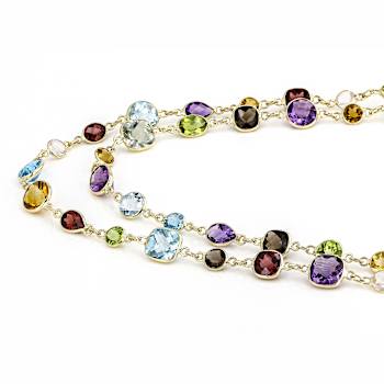 Multi-Gem 14k Yellow Gold 18" Necklace 18.15ctw