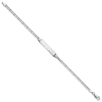 Rhodium Over 14k White Gold Mariner Link ID Bracelet